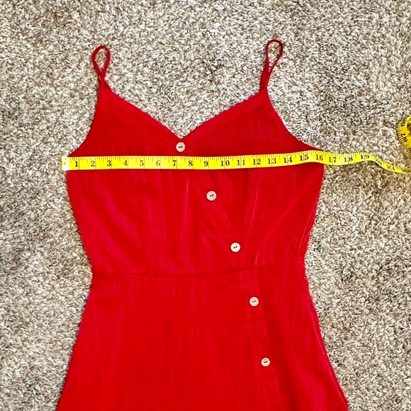 Red V-Neckline Spaghetti-Strap Mini Dress, Size S - Picture 7 of 9